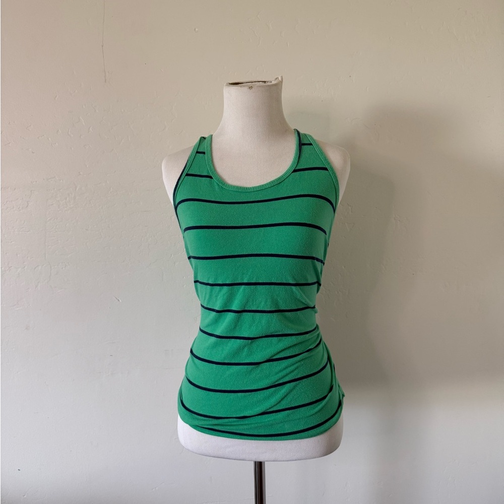 SO Green and navy blue  Striped Tank Top